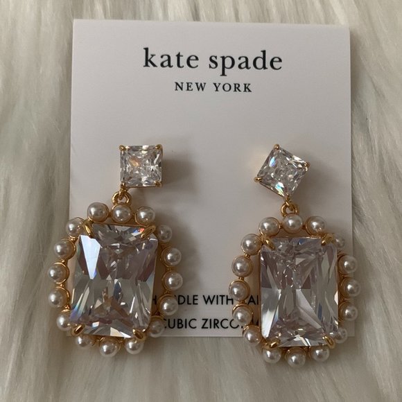 kate spade Jewelry - KATE SPADE Victoria Pearl Crystal Drop Earrings